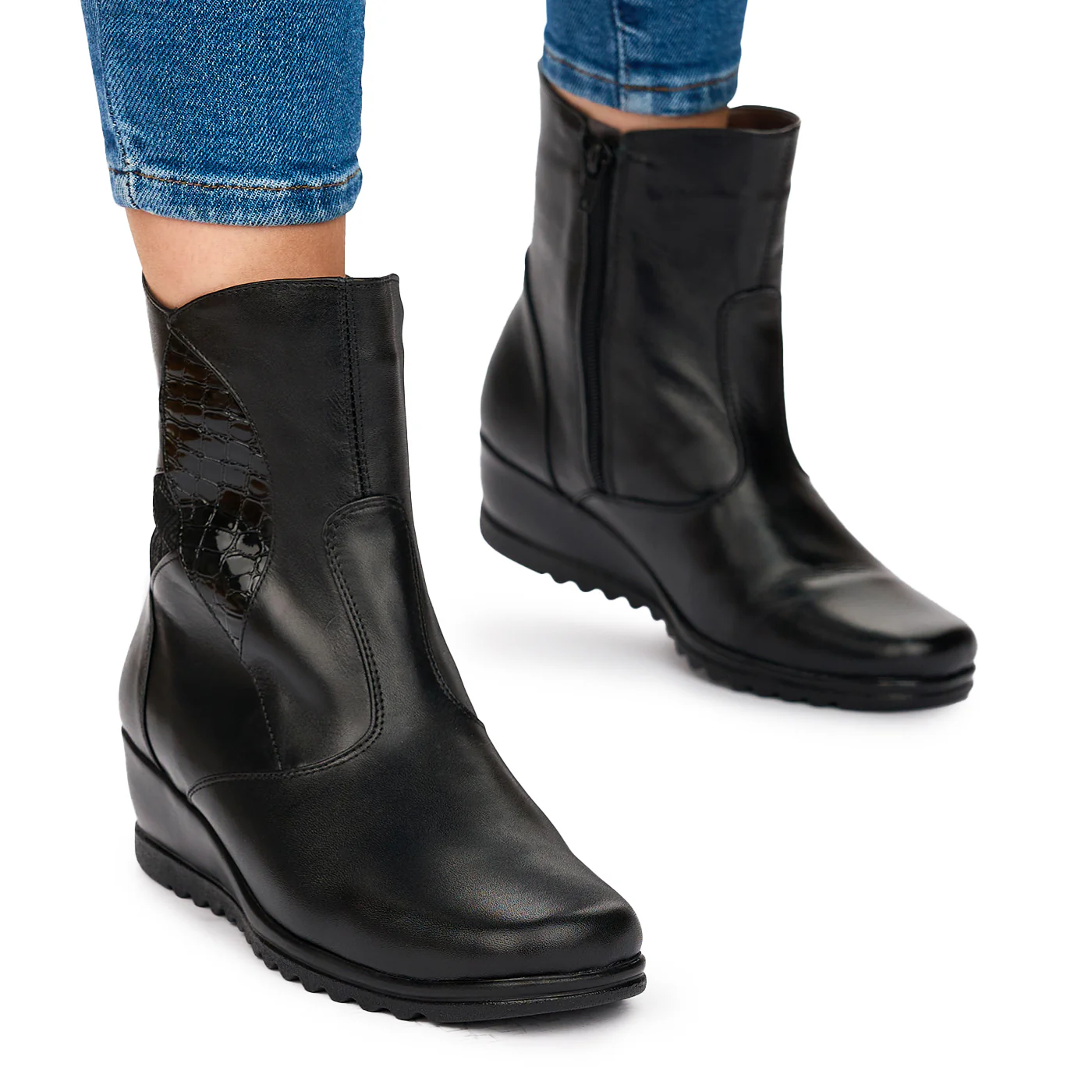 Ghete Negre Femei Casual din Piele Naturala Talpa 5 Cm 10636 - Image 2