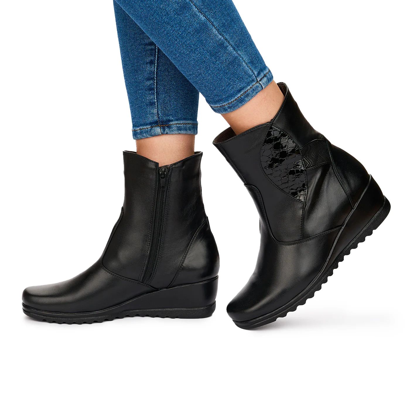 Ghete Negre Femei Casual din Piele Naturala Talpa 5 Cm 10636 - Image 3