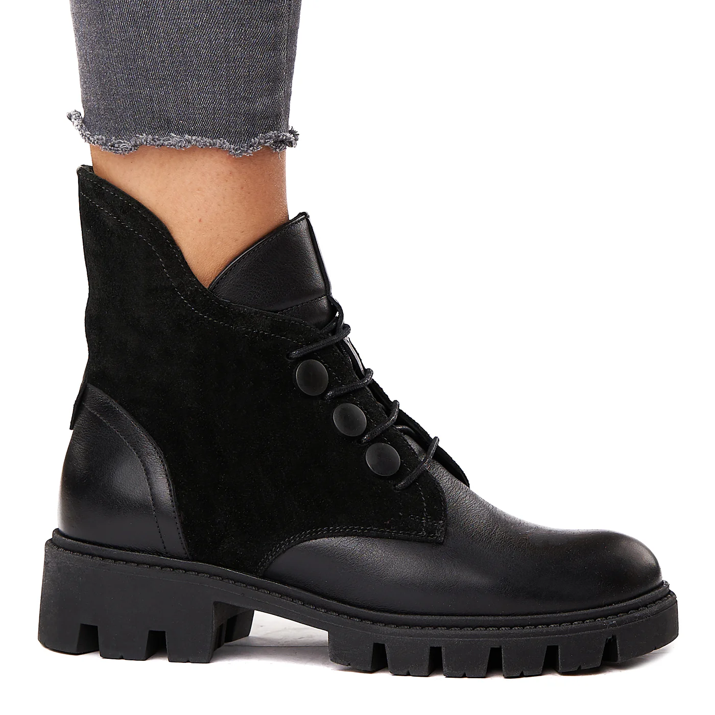 Ghete Negre Simple Dama din Piele Naturala 3566