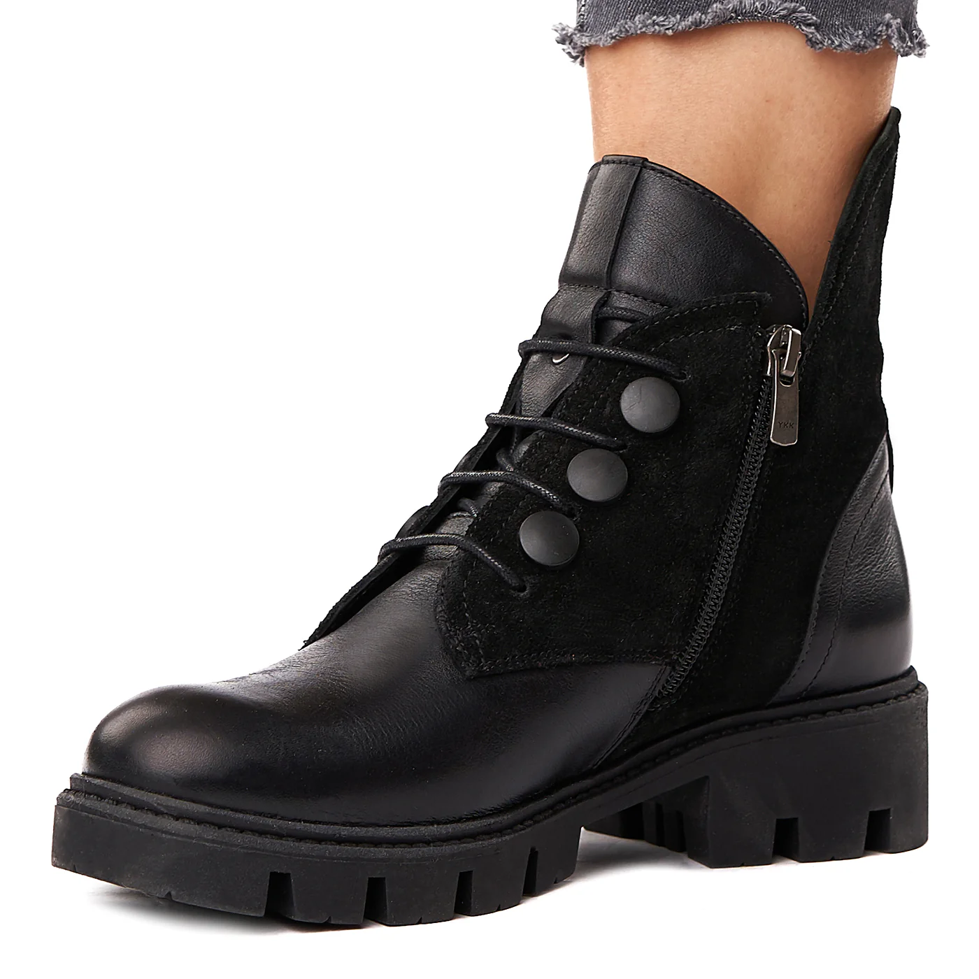 Ghete Negre Simple Dama din Piele Naturala 3566 - Image 3
