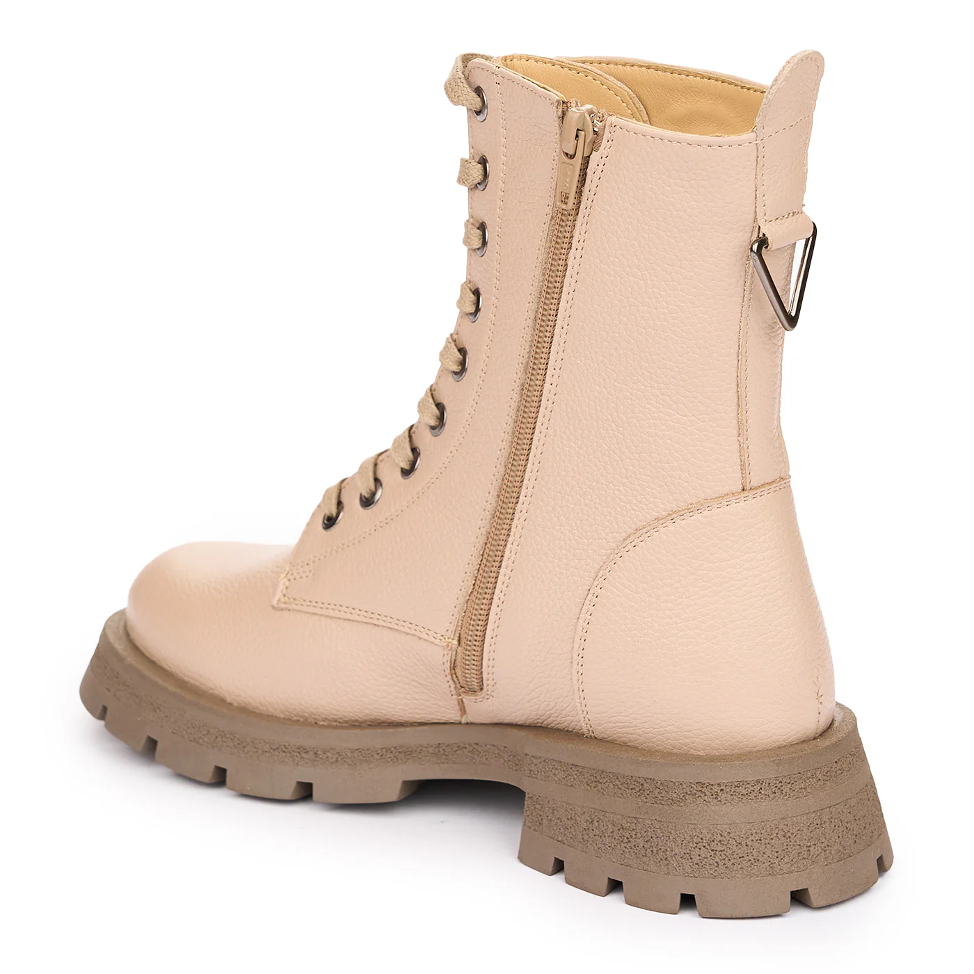 Ghete Piele Bej Dama Talpa Plata Casual 12023 - Image 2