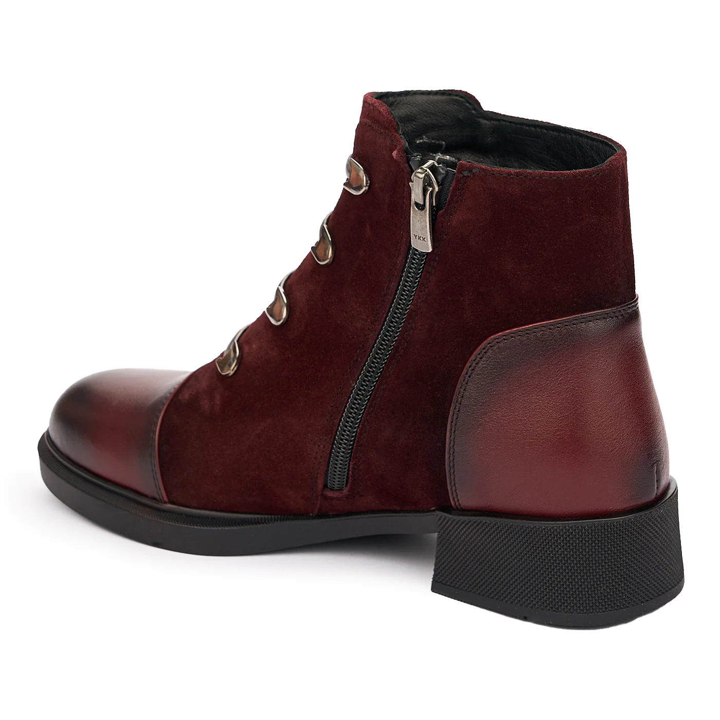 Ghete Piele Damă cu Fermoar Casual Visinii 12141 - Image 2