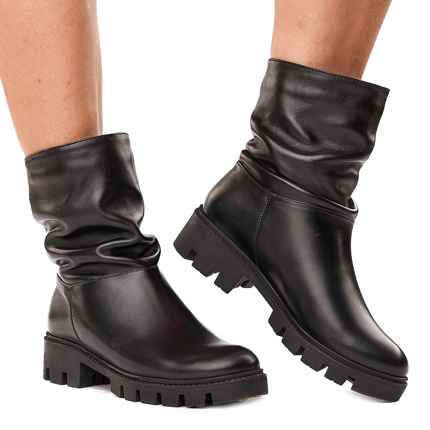 Cizme scurte din Piele Naturala Neagra 3443 - Image 2