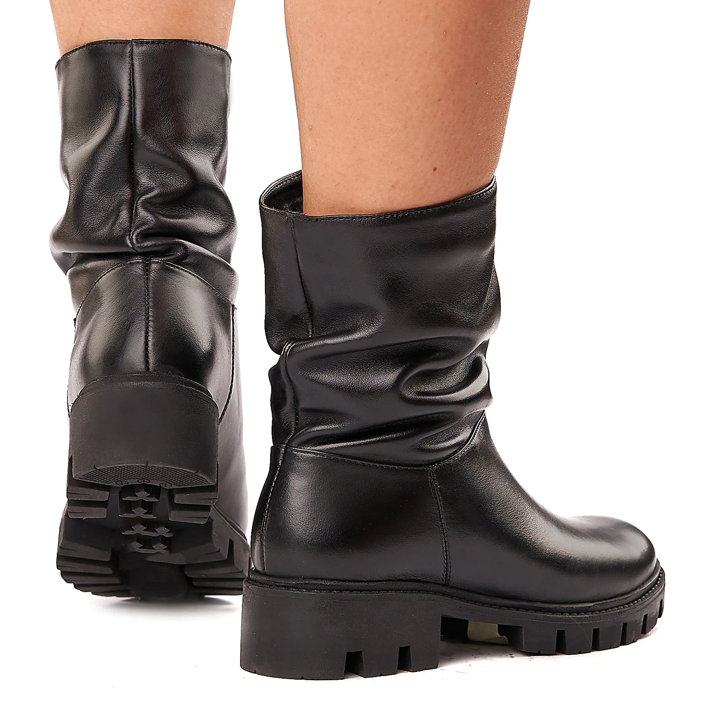 Cizme scurte din Piele Naturala Neagra 3443 - Image 4