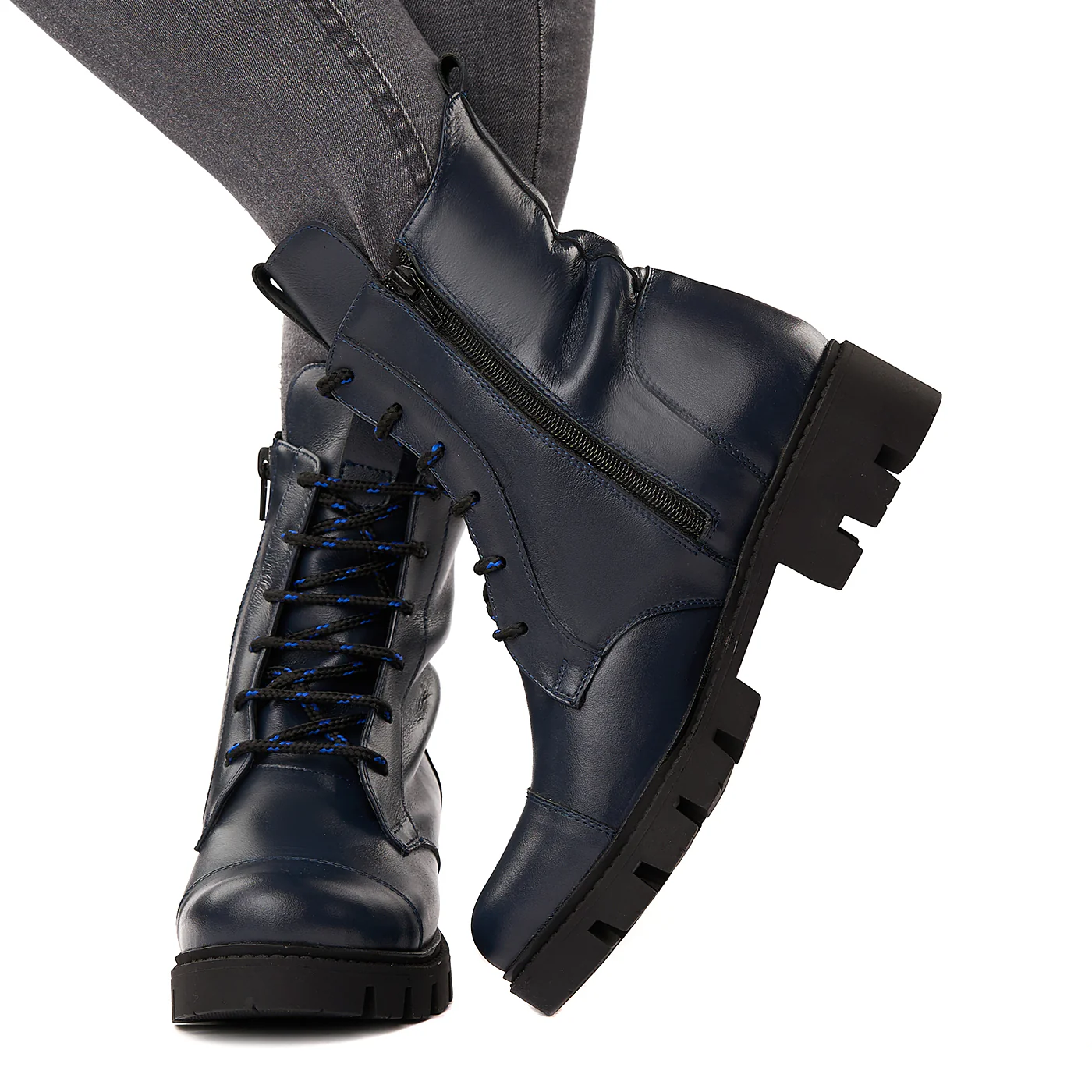 Ghete Piele Naturala Bleumarin 3591 - Image 3