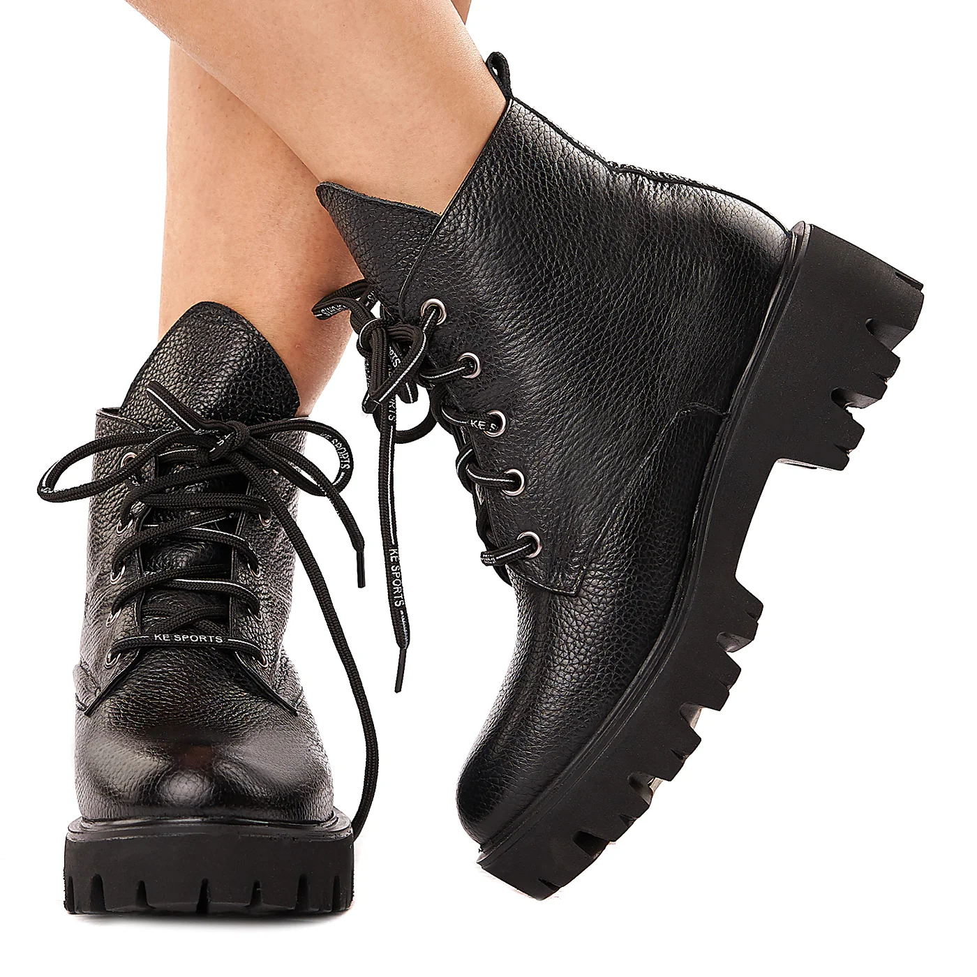 Ghete Piele Naturala Negre 3427 - Image 3