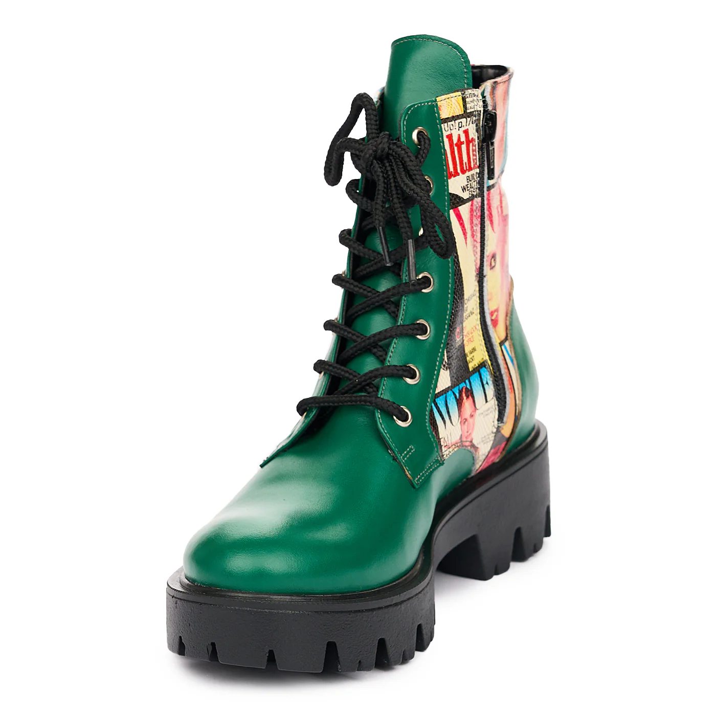 Ghete Verzi Dama Piele Naturala cu Talpa 5 Cm 10932 - Image 3
