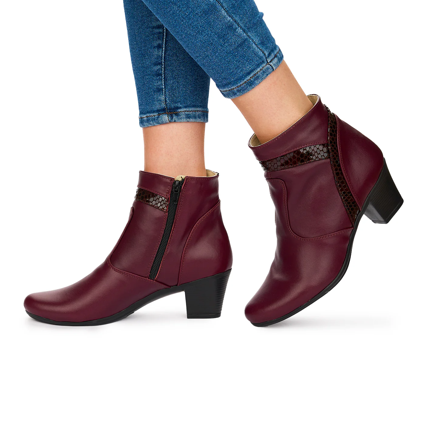 Ghete Visinii Dama Casual din Piele Naturala Toc 6 Cm 10635 - Image 3