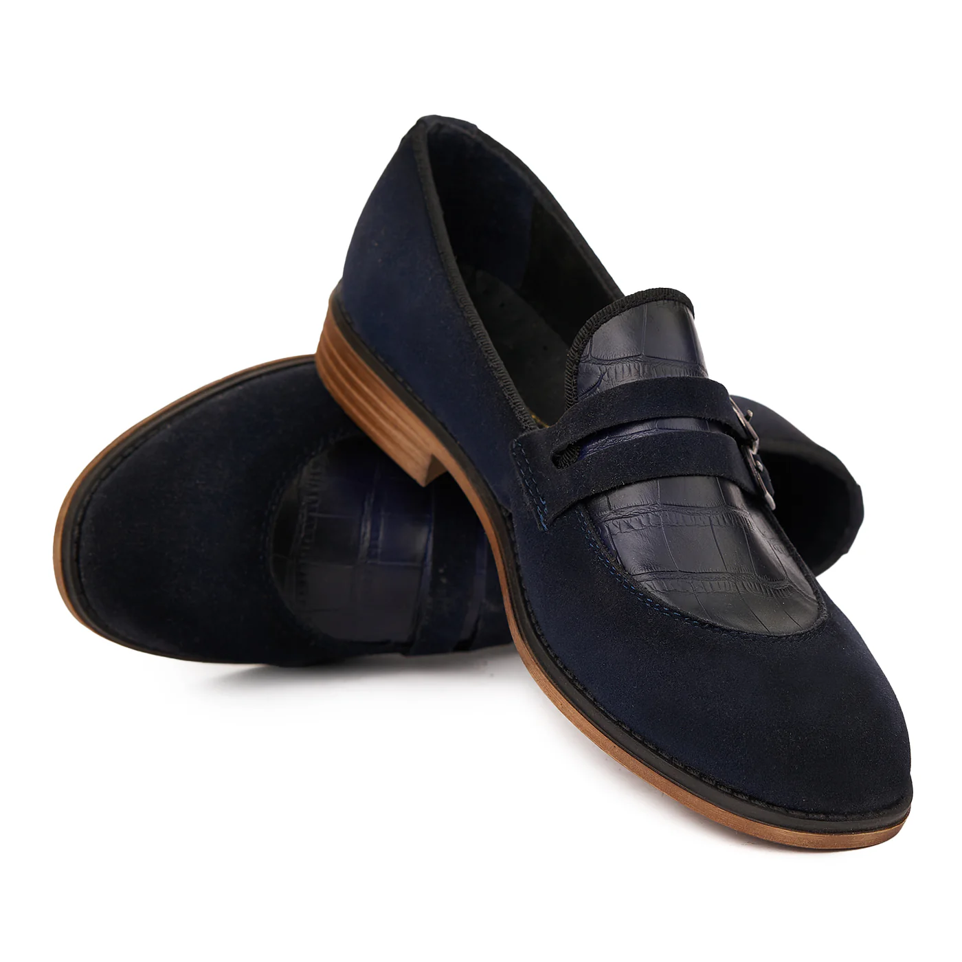 Mocasini eleganti din piele naturala albastra 7026 - Image 4
