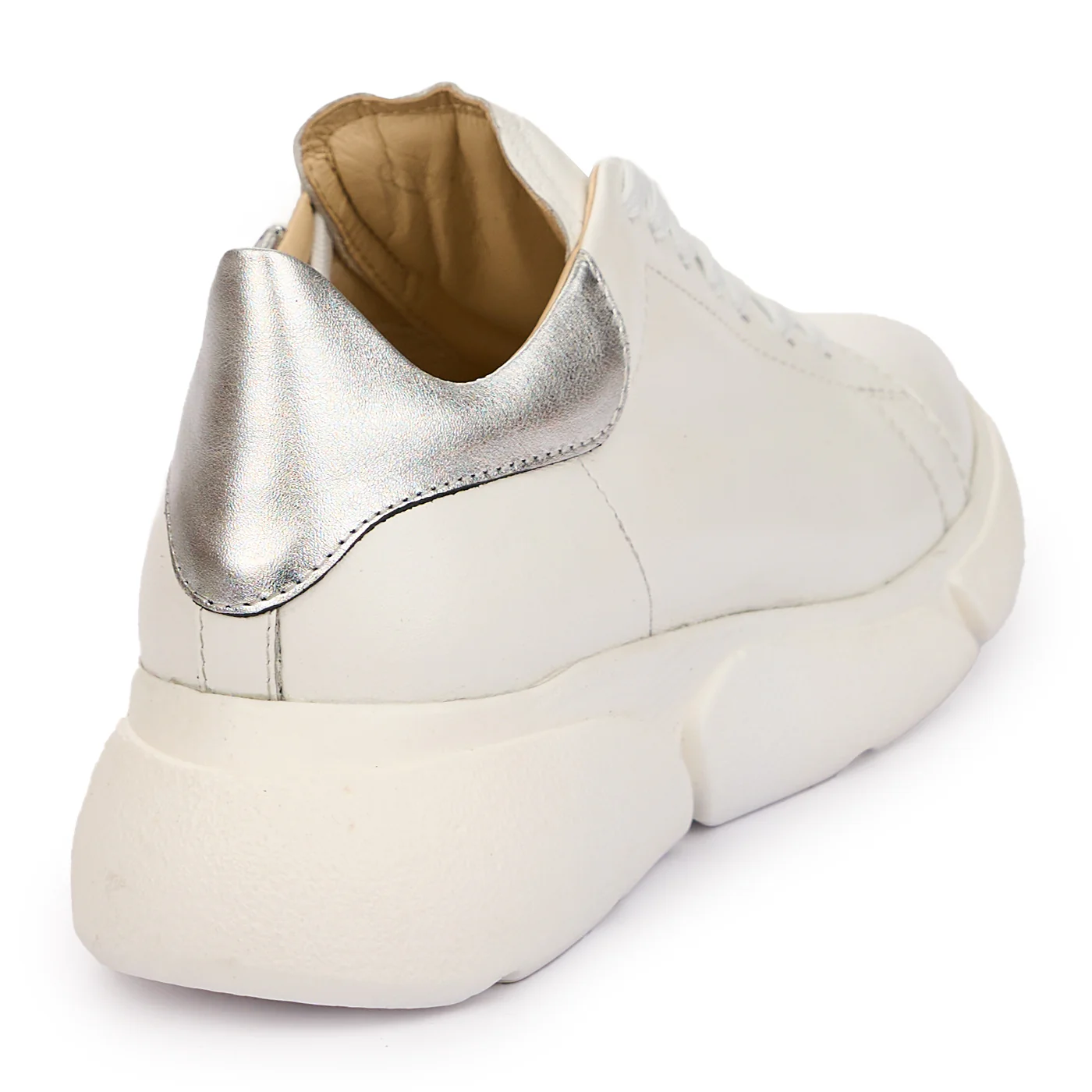 Pantofi Albi Piele Dama Casual cu Siret 10026 - Image 2