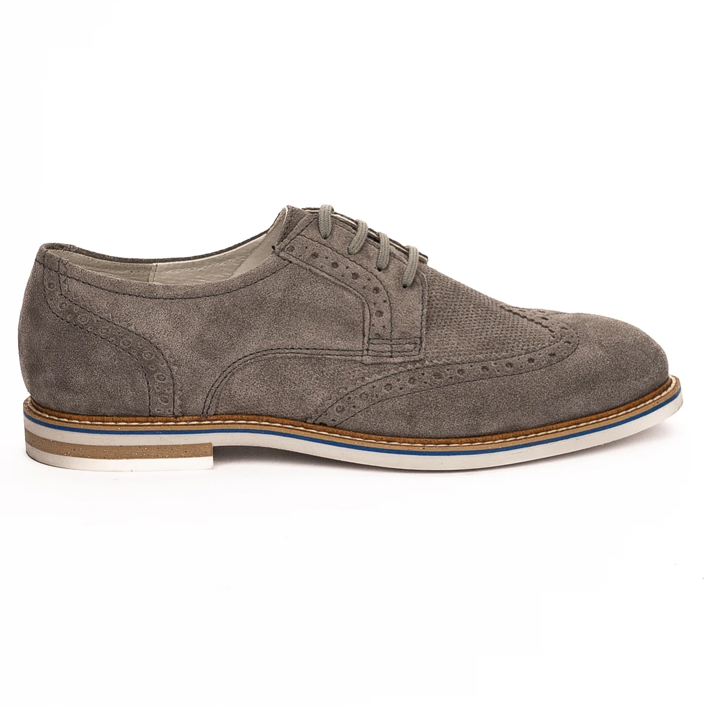 Pantofi barbati din piele naturala gri 7482