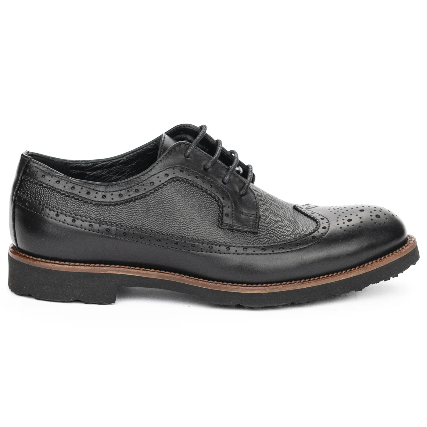 Pantofi barbati din piele naturala neagra 7544