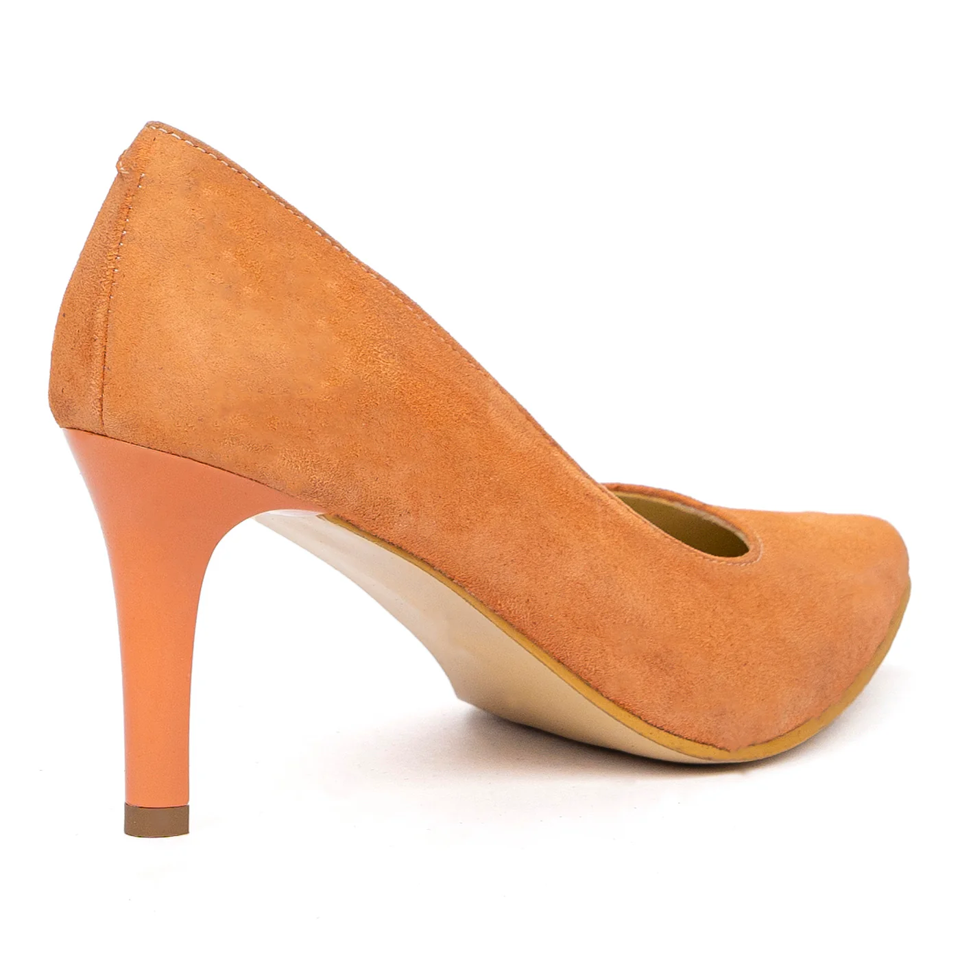 Pantofi Bej Eleganti Dama Toc 8 Cm din Piele Naturala 4069 - Image 2