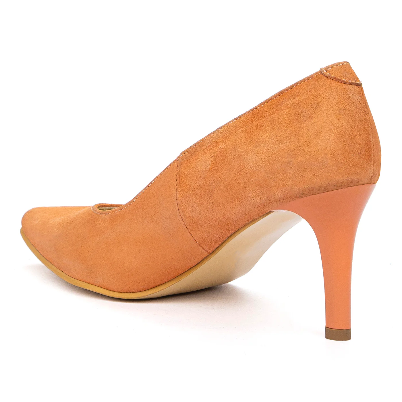 Pantofi Bej Eleganti Dama Toc 8 Cm din Piele Naturala 4069 - Image 3