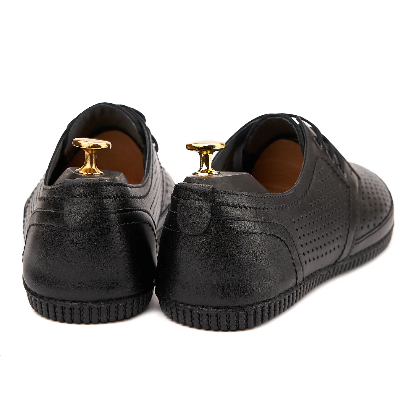 Pantofi Casual Barbati Negri din Piele Naturala Perforata 0162 - Image 2