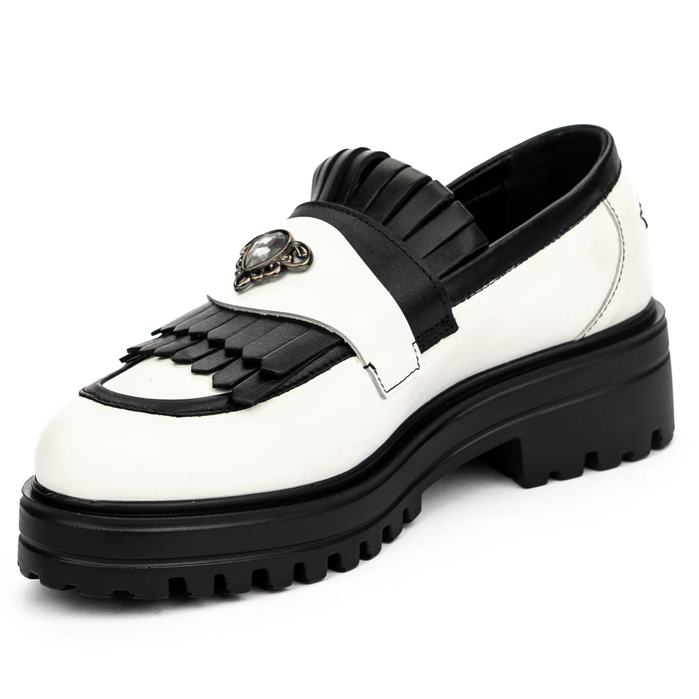 Pantofi casual dama din piele naturala alba 13125 - Image 3