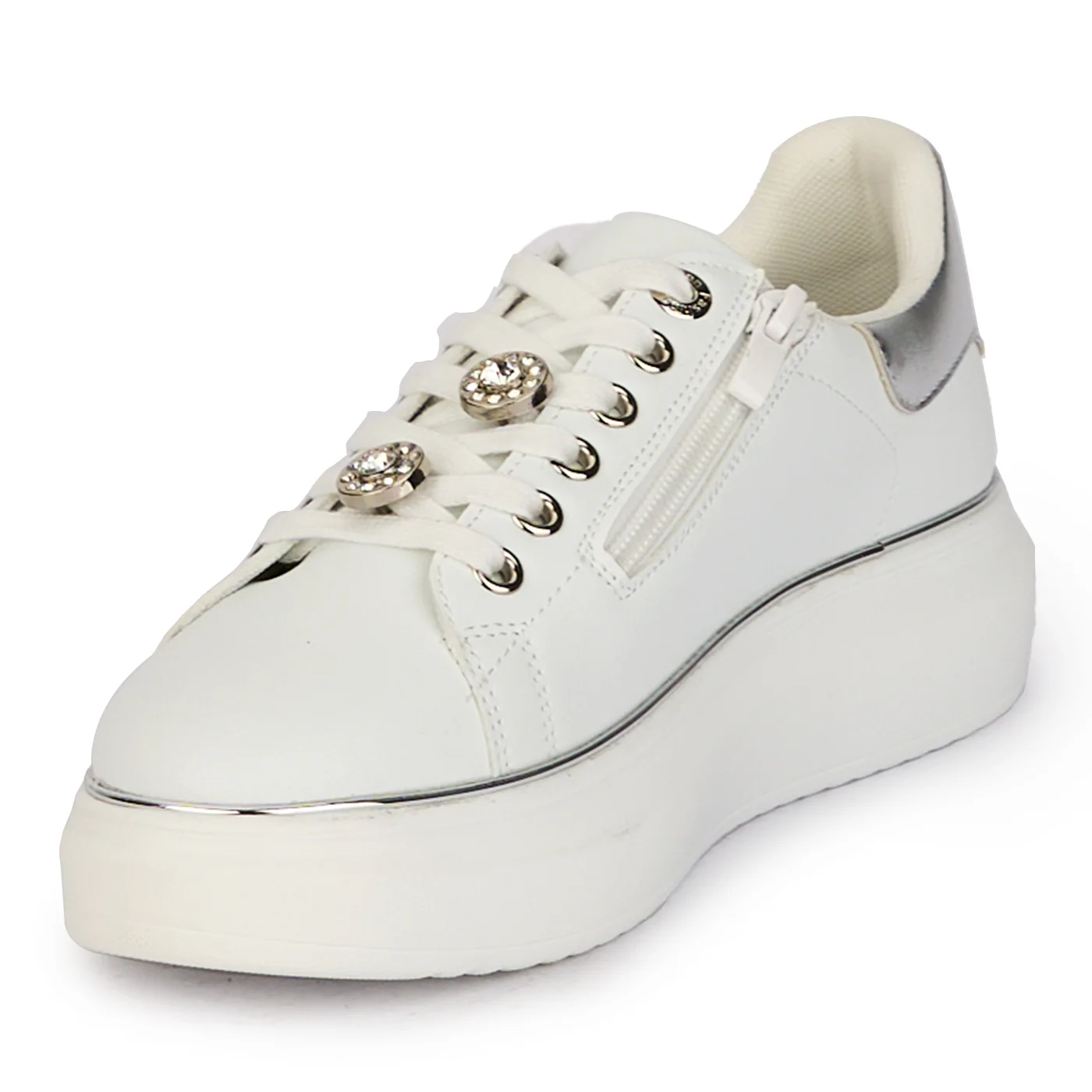 Pantofi casual dama din piele naturala alba 18273 - Image 3