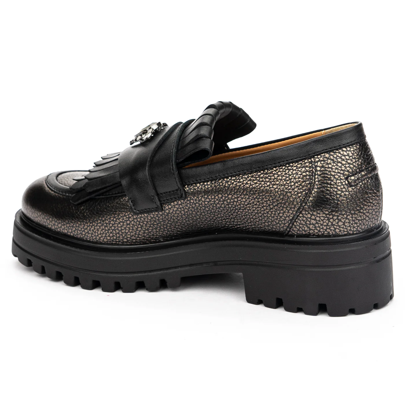 Pantofi casual dama din piele naturala argintii 13129 - Image 2