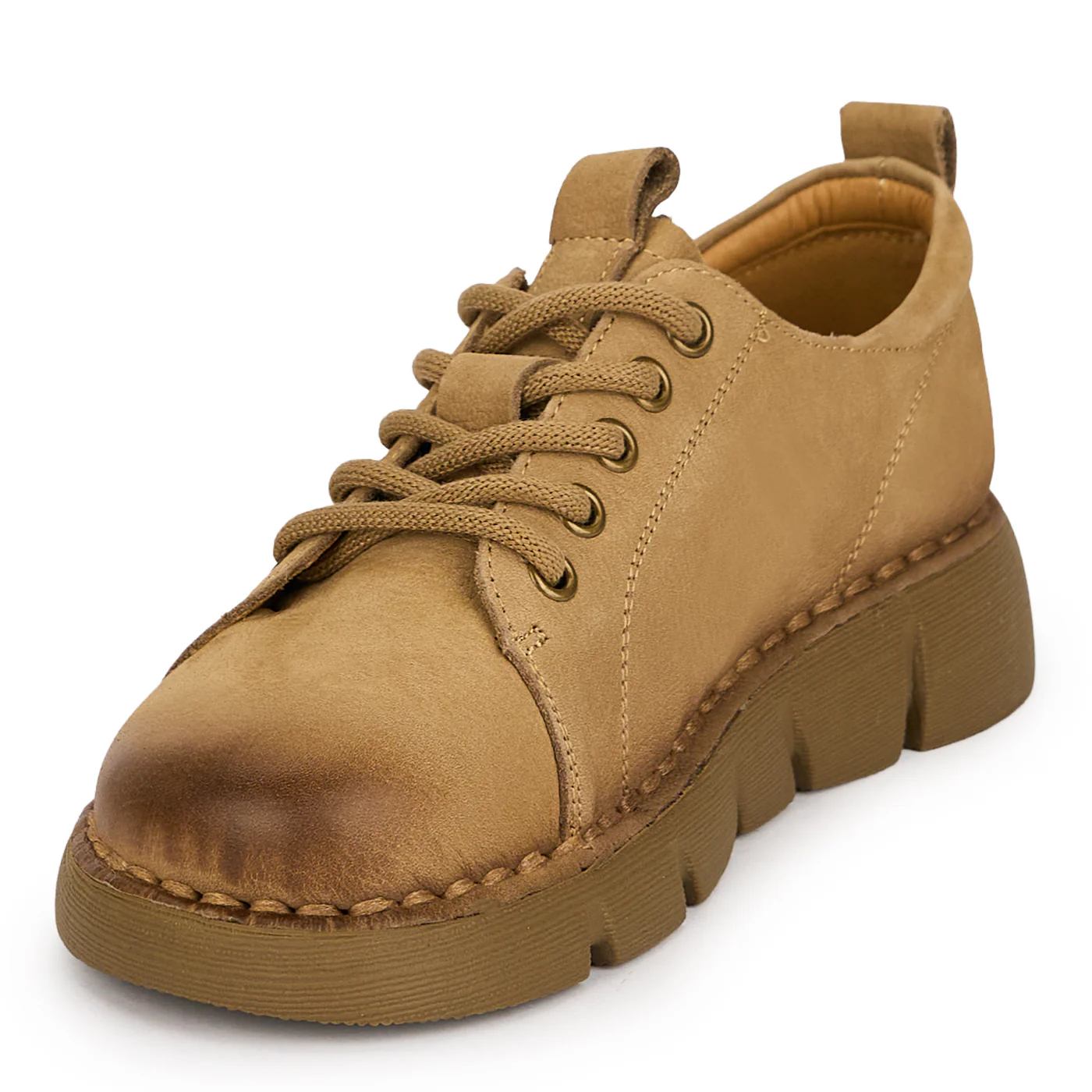 Pantofi casual dama din piele naturala bej 19525 - Image 3
