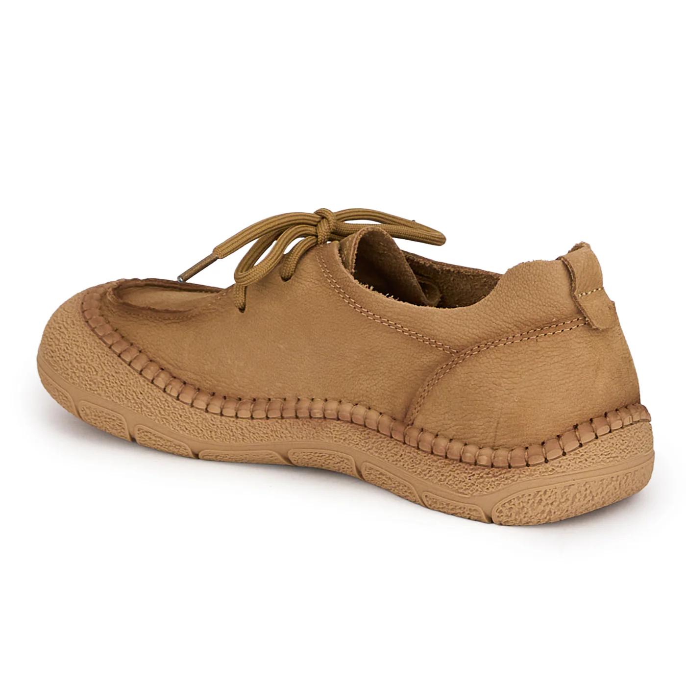Pantofi casual dama din piele naturala bej cu siret 18727 - Image 2