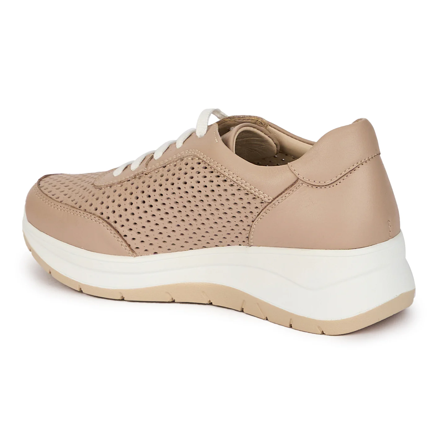 Pantofi casual dama din piele naturala crem 18007 - Image 2