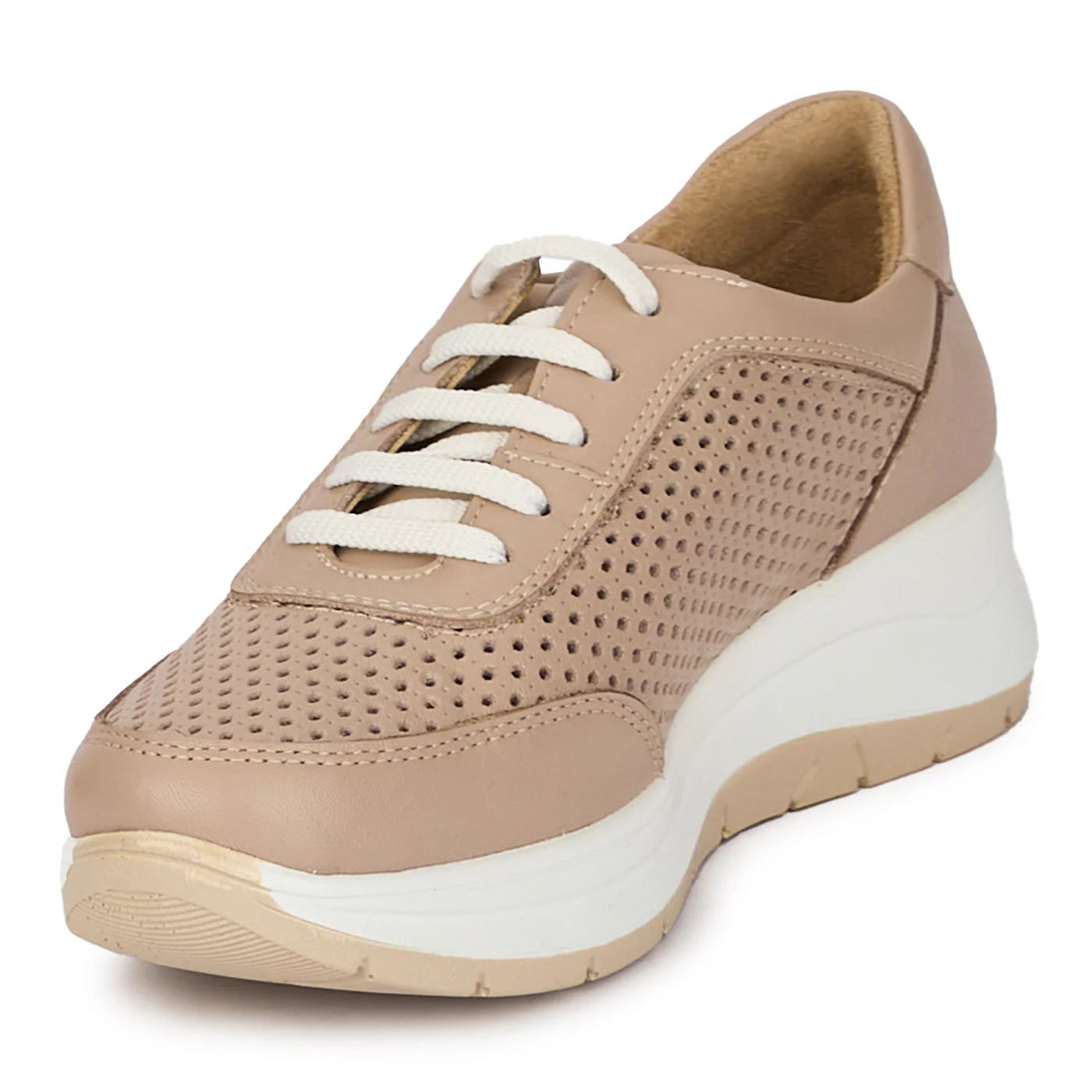 Pantofi casual dama din piele naturala crem 18007 - Image 3