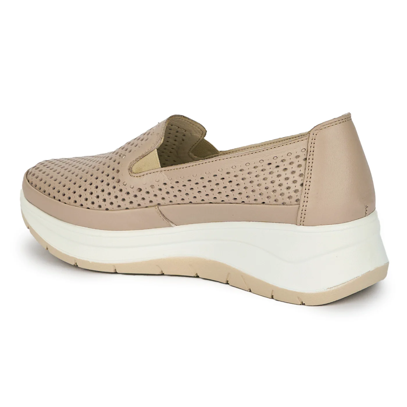 Pantofi casual dama din piele naturala crem 18016 - Image 2