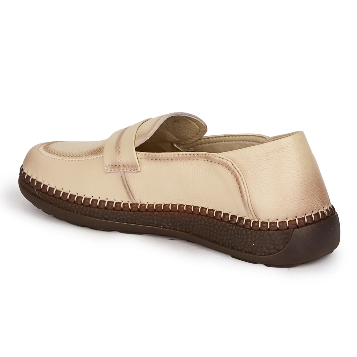 Pantofi casual dama din piele naturala crem 18715 - Image 2