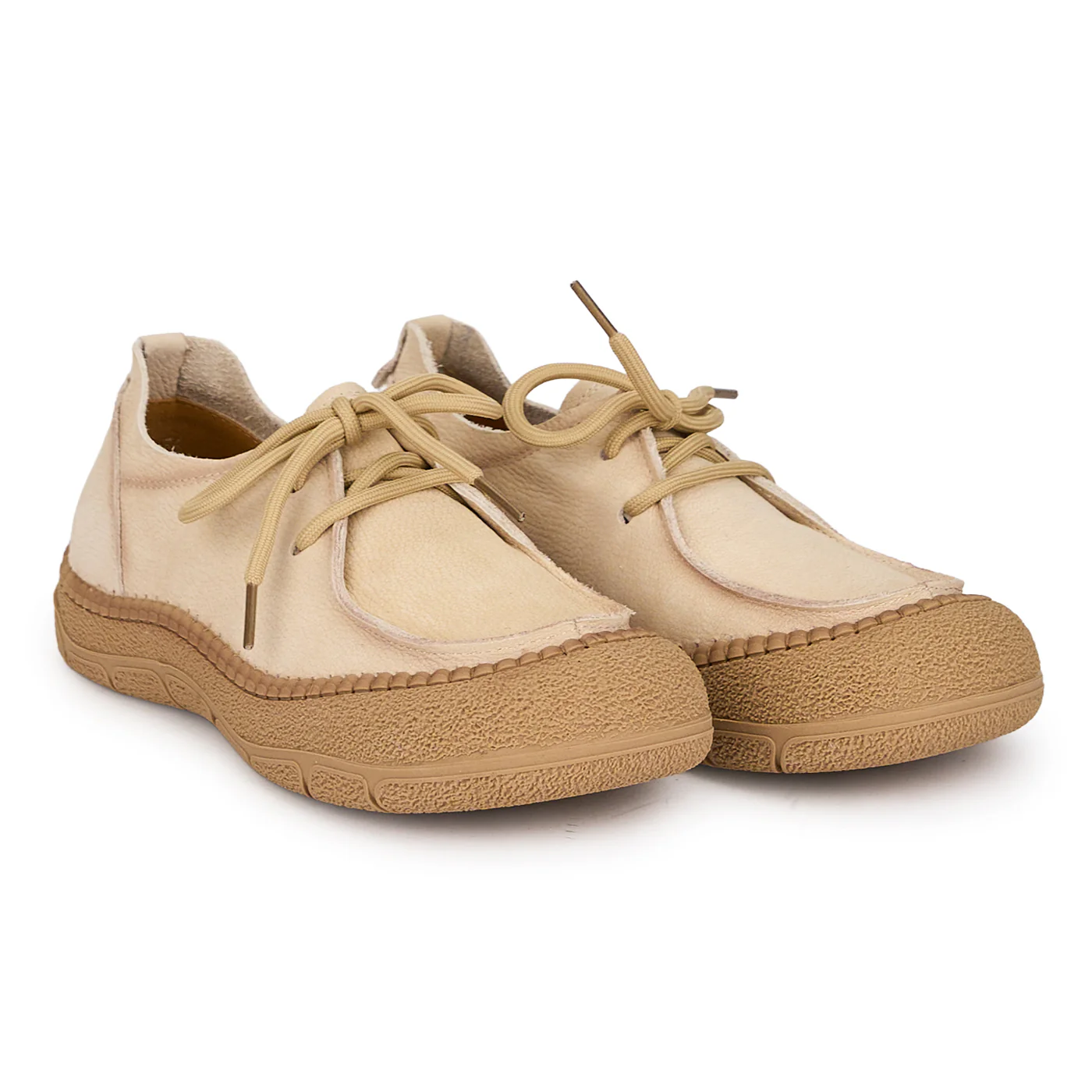 Pantofi casual dama din piele naturala crem cu siret 18725 - Image 4