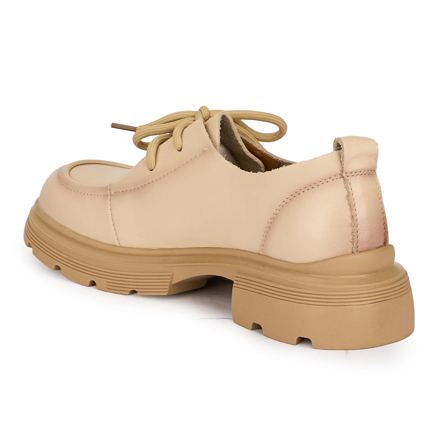 Pantofi casual dama din piele naturala crem cu siret 18736 - Image 2