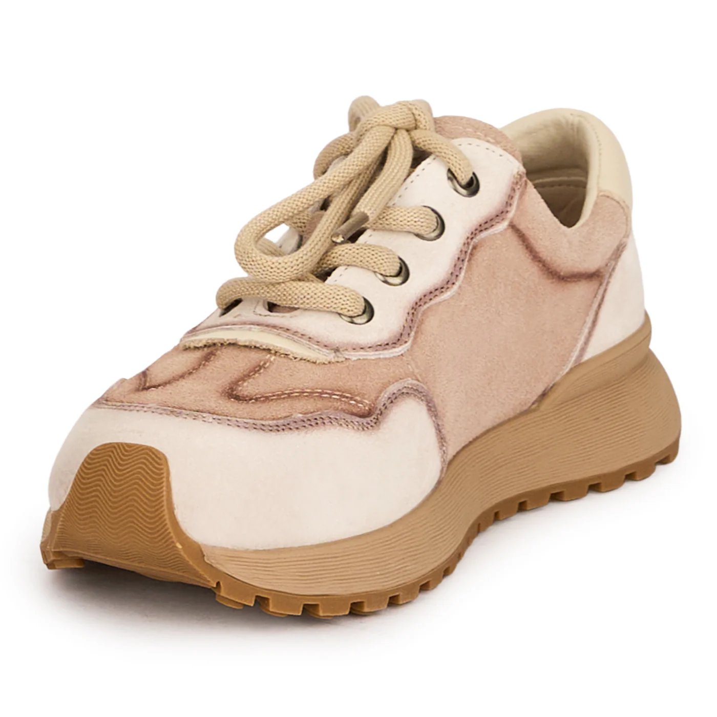 Pantofi casual dama din piele naturala crem cu siret 18746 - Image 3