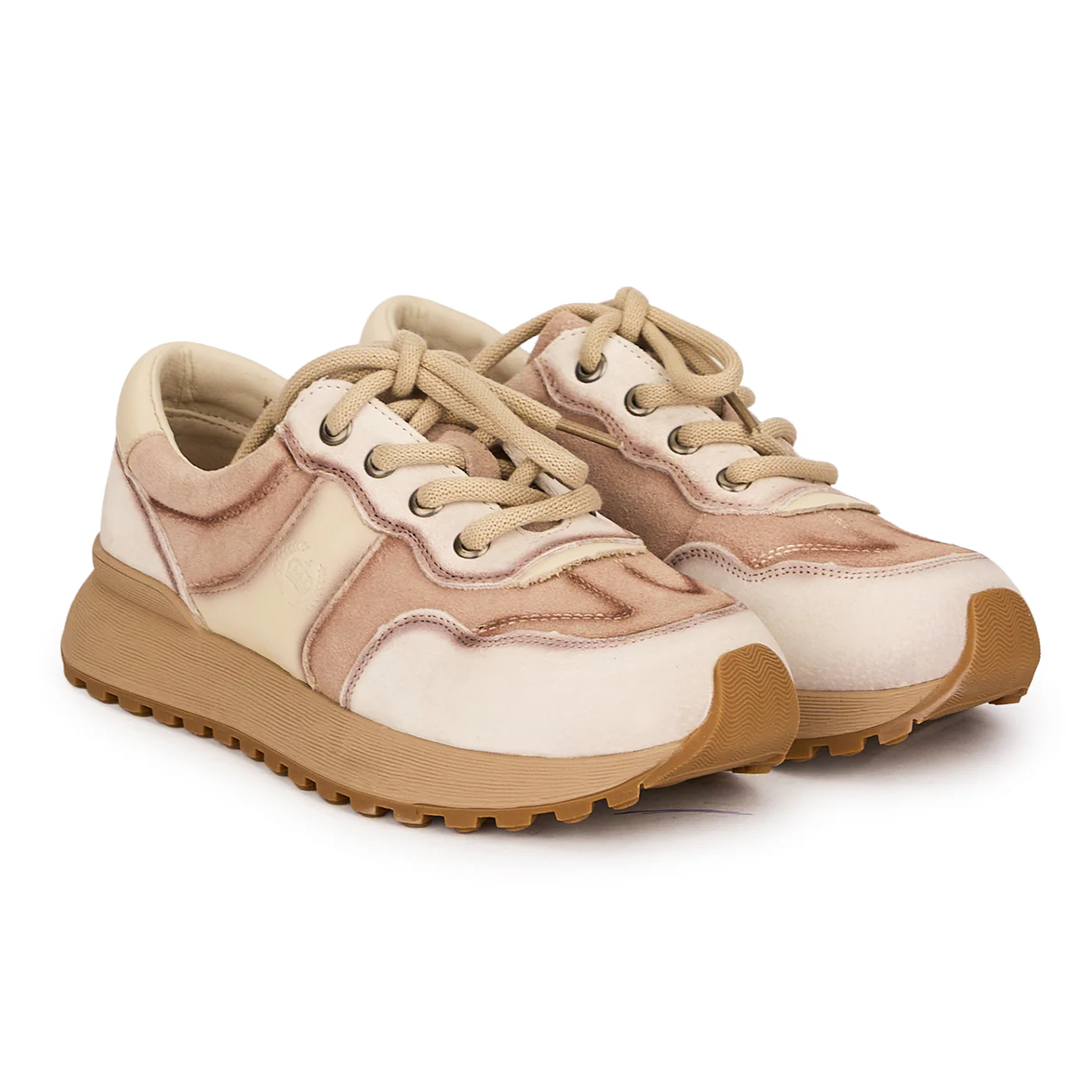 Pantofi casual dama din piele naturala crem cu siret 18746 - Image 4
