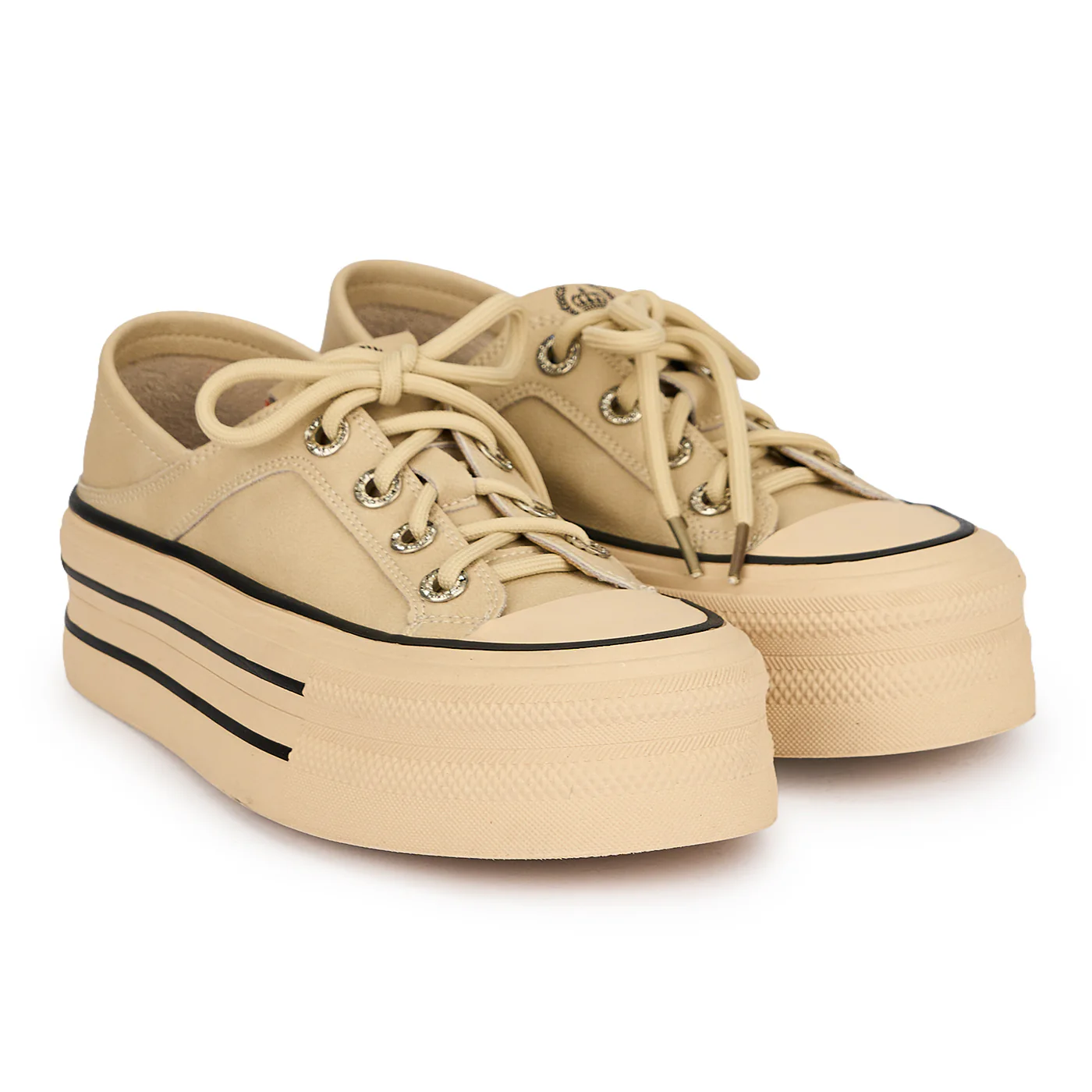 Pantofi casual dama din piele naturala crem cu talpa inalta 4.5 cm 19660 - Image 4