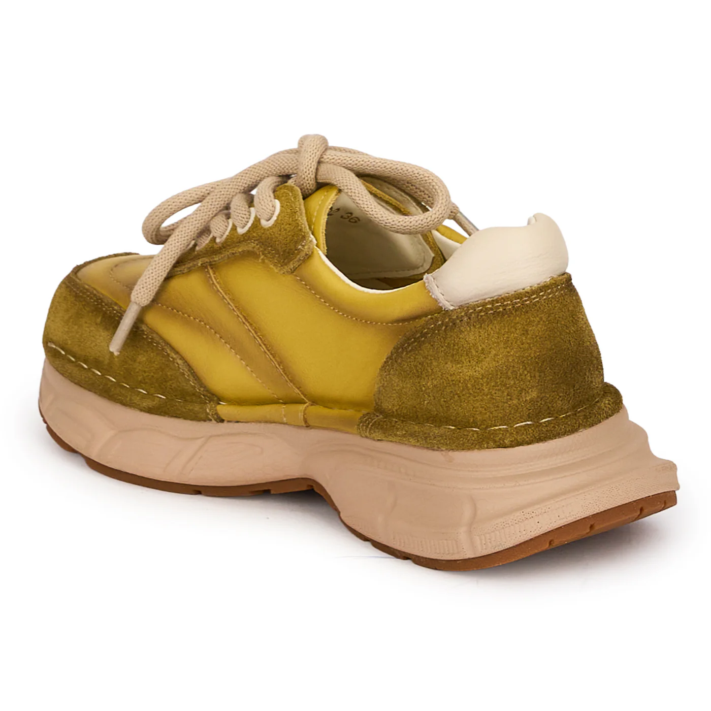 Pantofi casual dama din piele naturala galben cu siret 18753 - Image 2