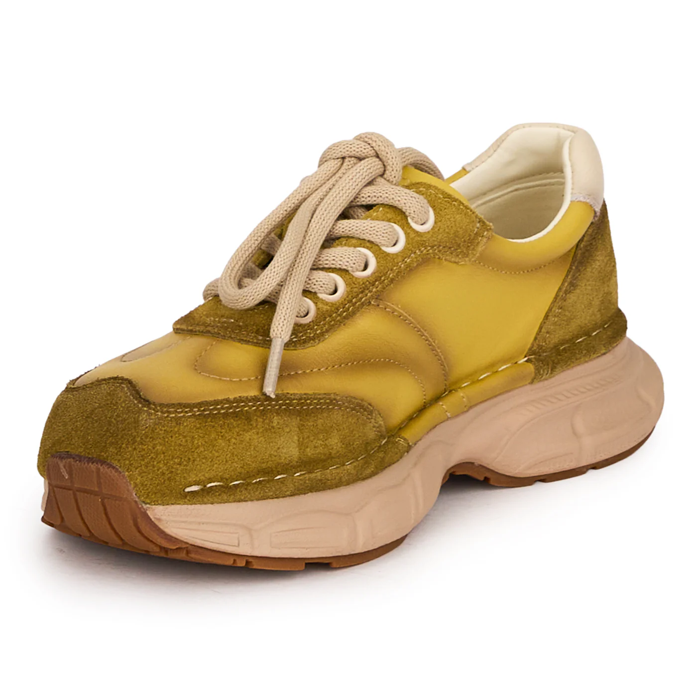 Pantofi casual dama din piele naturala galben cu siret 18753 - Image 3