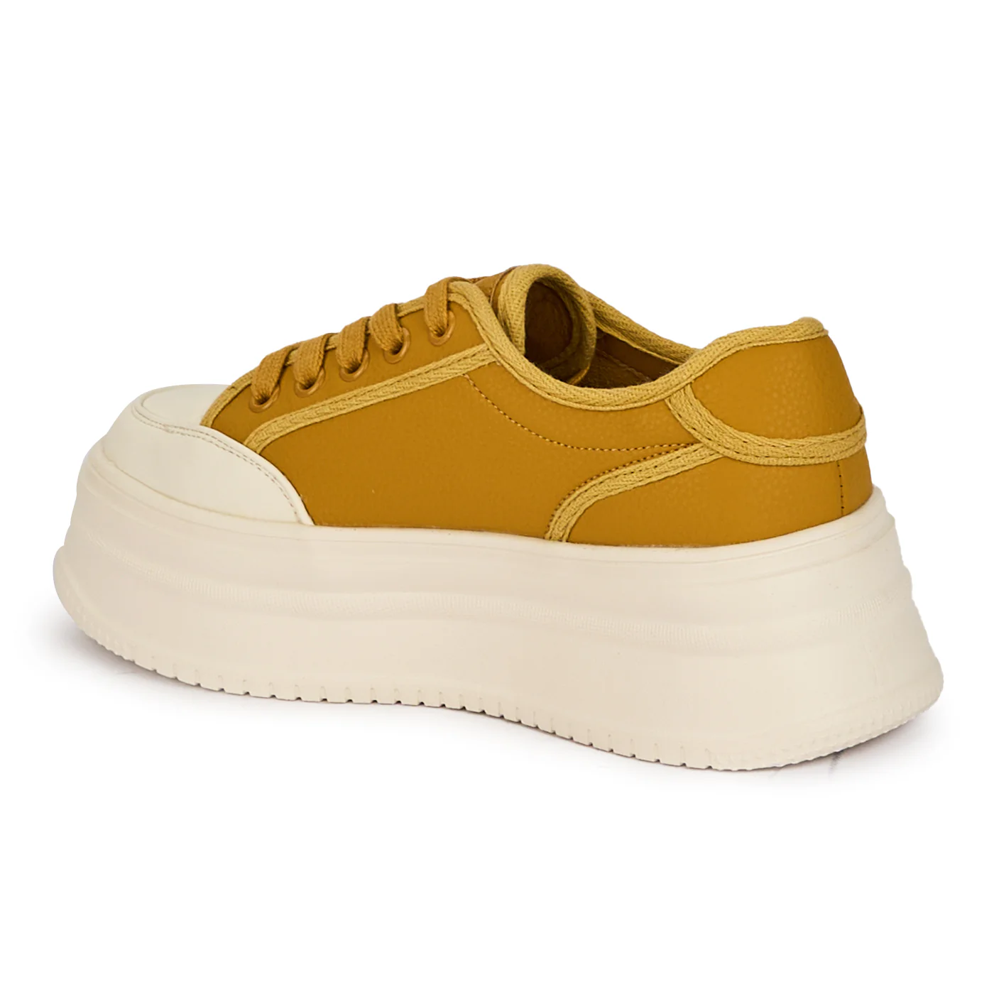 Pantofi casual dama din piele naturala galbena cu talpa inalta 18249 - Image 2