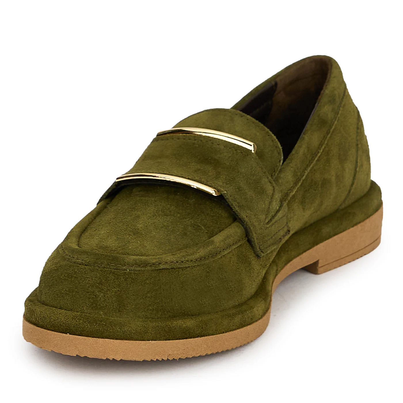 Pantofi casual dama din piele naturala kaki 19726 - Image 3