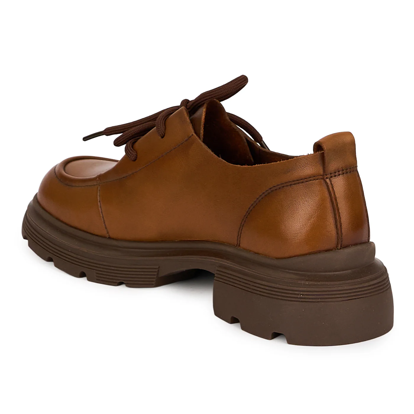 Pantofi casual dama din piele naturala maro cu siret 18734 - Image 2