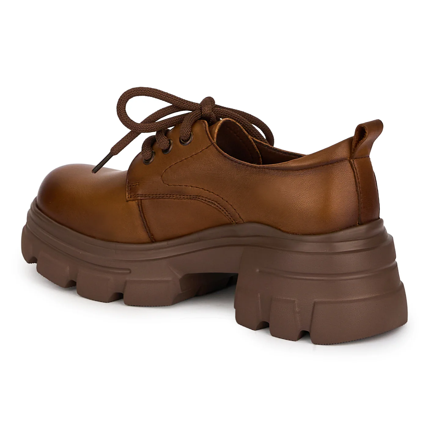 Pantofi casual dama din piele naturala maro cu siret 18739 - Image 2