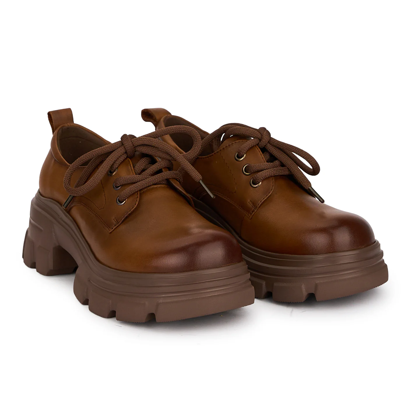 Pantofi casual dama din piele naturala maro cu siret 18739 - Image 4