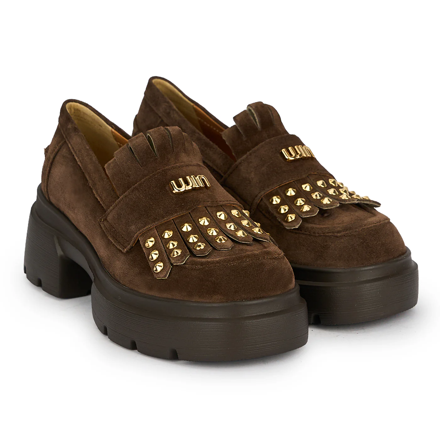 Pantofi casual damă din piele naturală maro cu talpa inalta 5.5 cm 19648