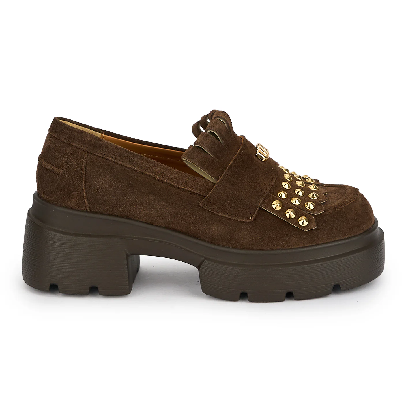 Pantofi casual damă din piele naturală maro cu talpa inalta 5.5 cm 19648 - Image 2