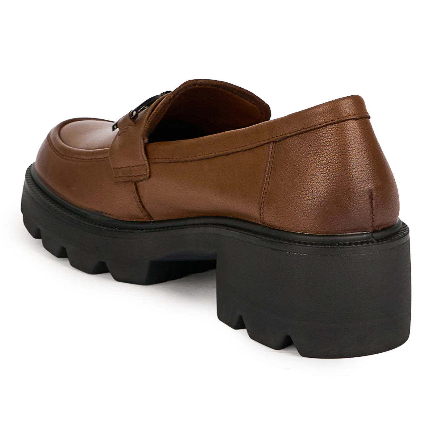 Pantofi casual dama din piele naturala maro cu talpa inalta 5 cm 18668 - Image 2