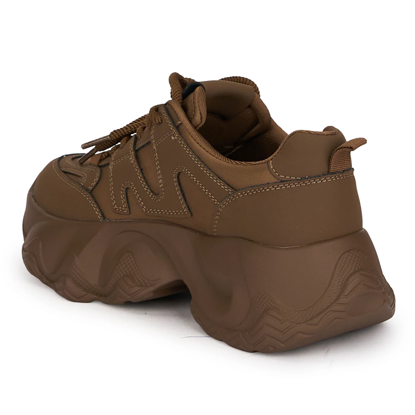 Pantofi casual dama din piele naturala maro cu talpa inalta 5 cm 18756 - Image 2