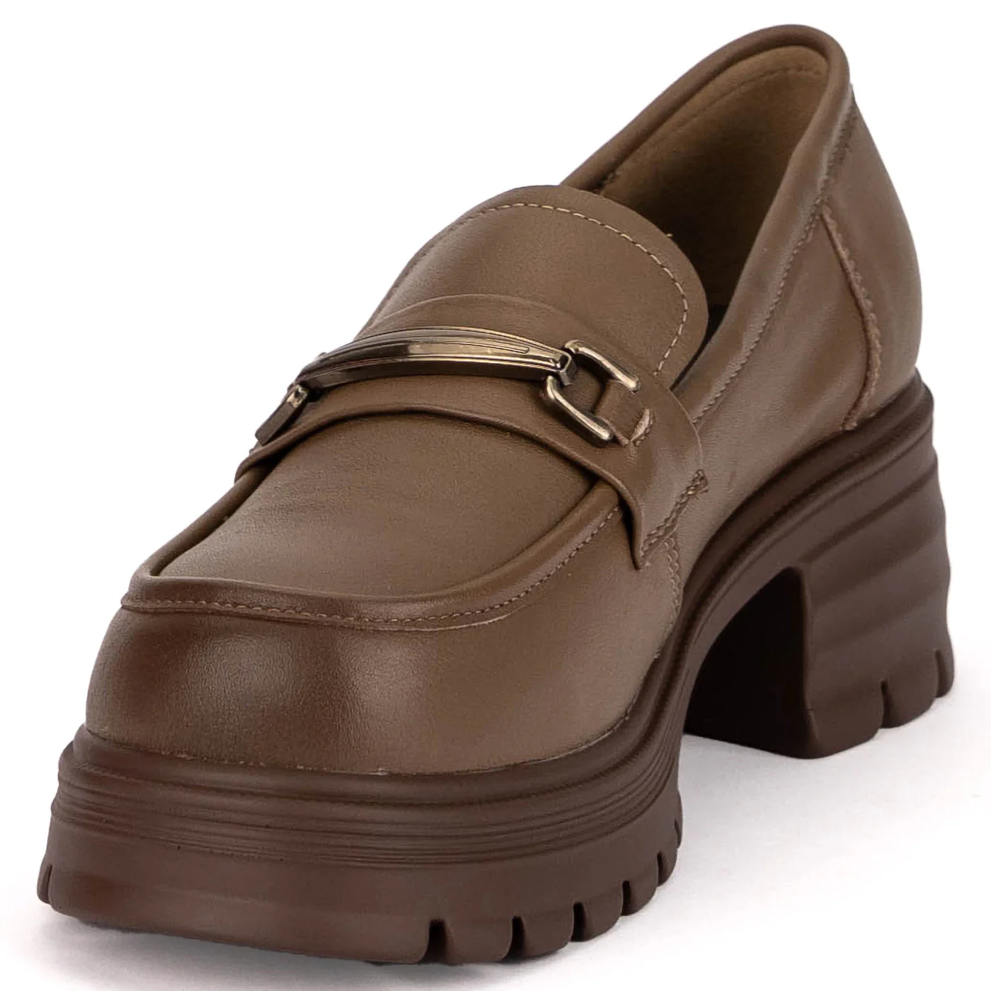 Pantofi casual dama din piele naturala maro cu talpa inalta 6 cm 18791 - Image 3