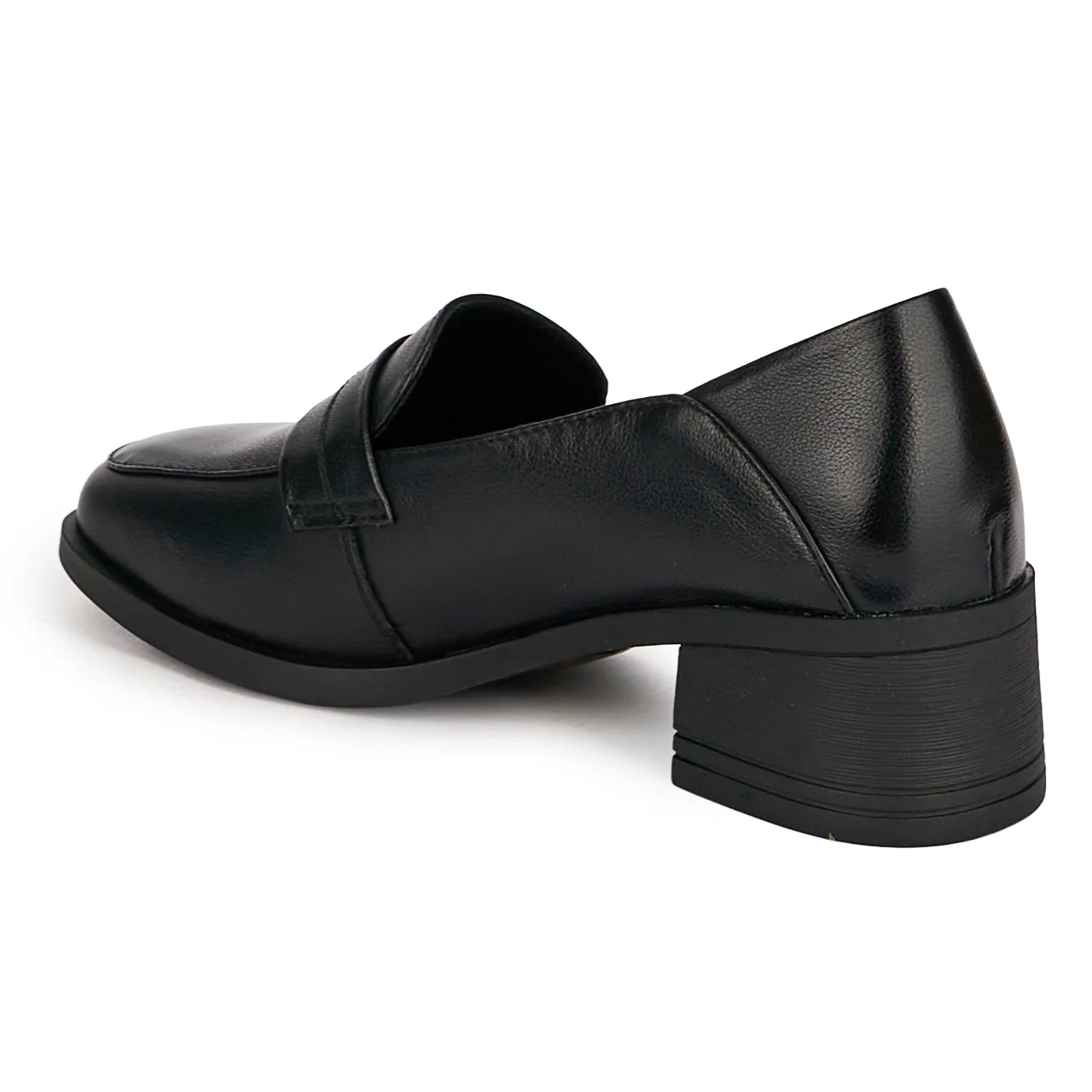 Pantofi casual dama din piele naturala neagra cu toc gros 4.5 cm 18669 - Image 2