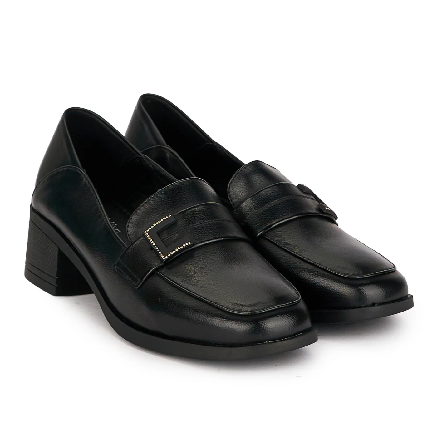 Pantofi casual dama din piele naturala neagra cu toc gros 4.5 cm 18669 - Image 4