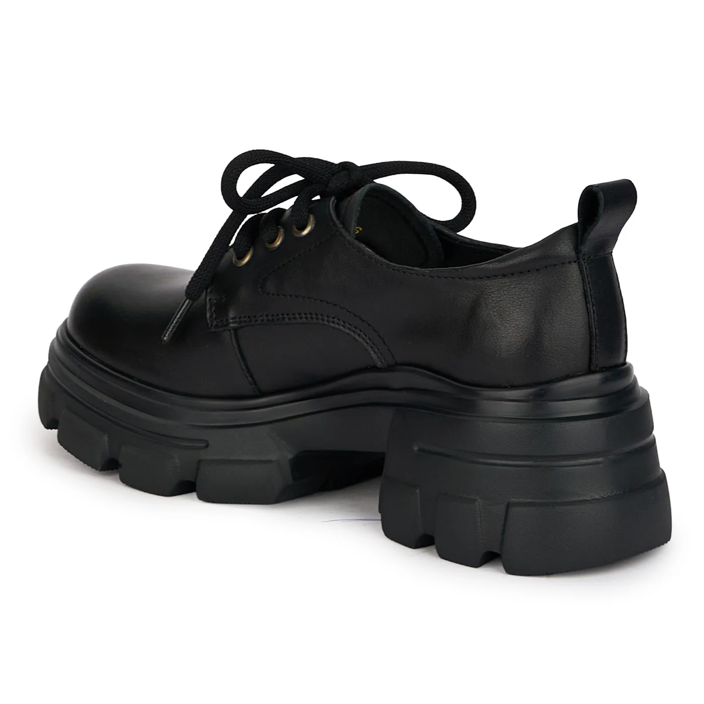 Pantofi casual dama din piele naturala neagra cu siret 18737 - Image 2