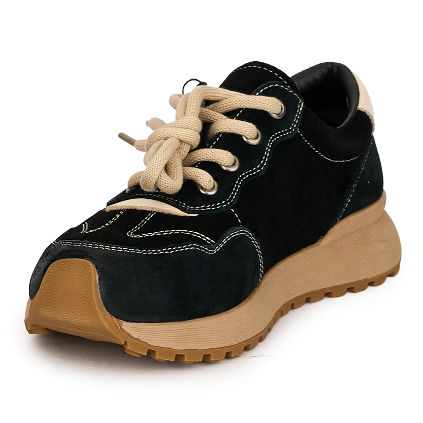 Pantofi casual dama din piele naturala neagra cu siret 18744 - Image 3