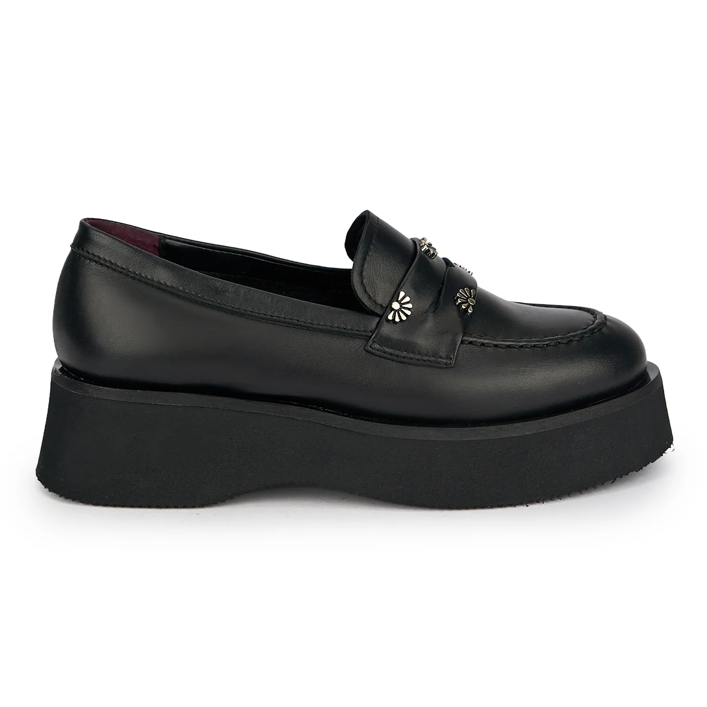 Pantofi casual damă din piele naturală neagra cu talpa inalta 4.5 cm 19642 - Image 2